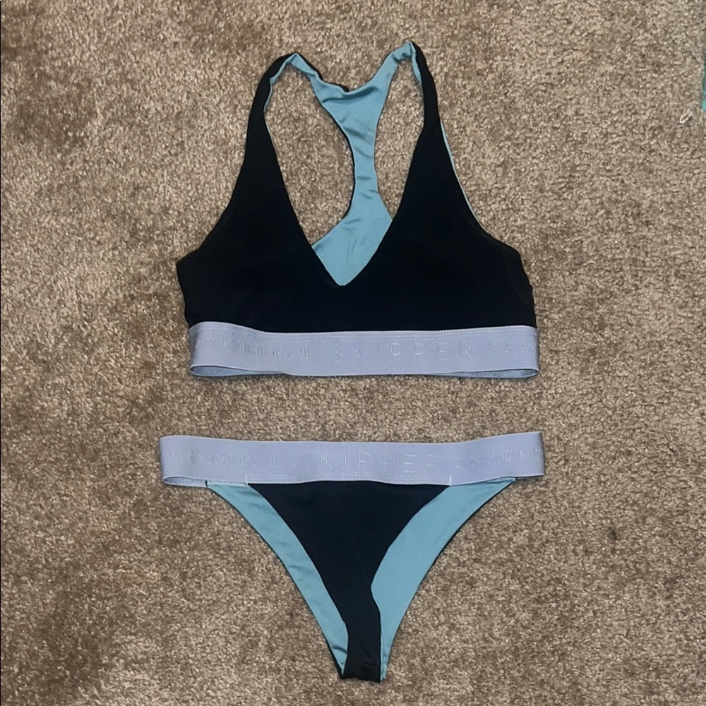 Reel skipper Black and Blue Sporty Bikini Set